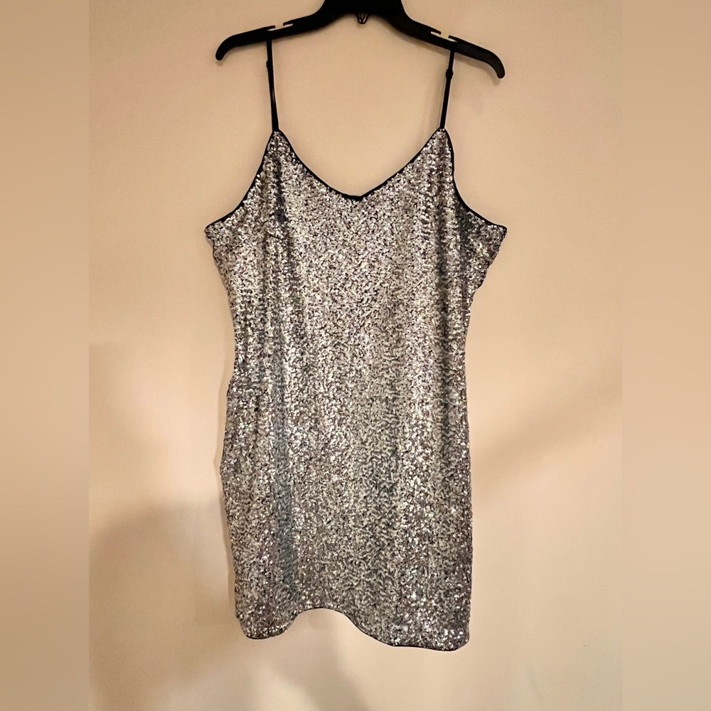 Express Silver Sequin Slip Dress XL BNWT, never worn!